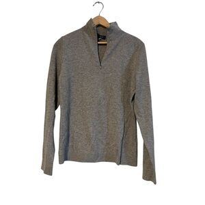 Forte Heathered Half Zip Sweater 100% Cashmere Size Large Brown Women’s